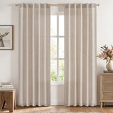 MIULEE Faux Linen Farmhouse Curtains Rod Pocket Linen 42Wx90L